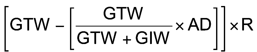 Formula using GTW, GIW, AD and R