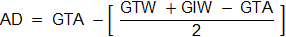 Formula for AD using GTA, GTW and GIW