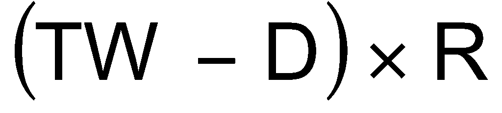 Formula: TW minus D, multiplied by R