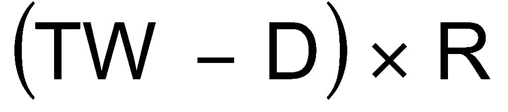 Formula: TW minus D, multiplied by R